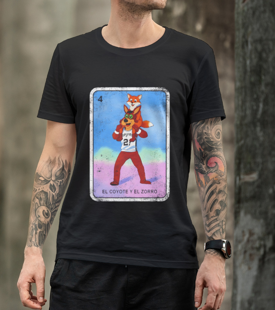 San Antonio Spurs Coyote El Zorro Lotería Card Number 4 T-Shirt