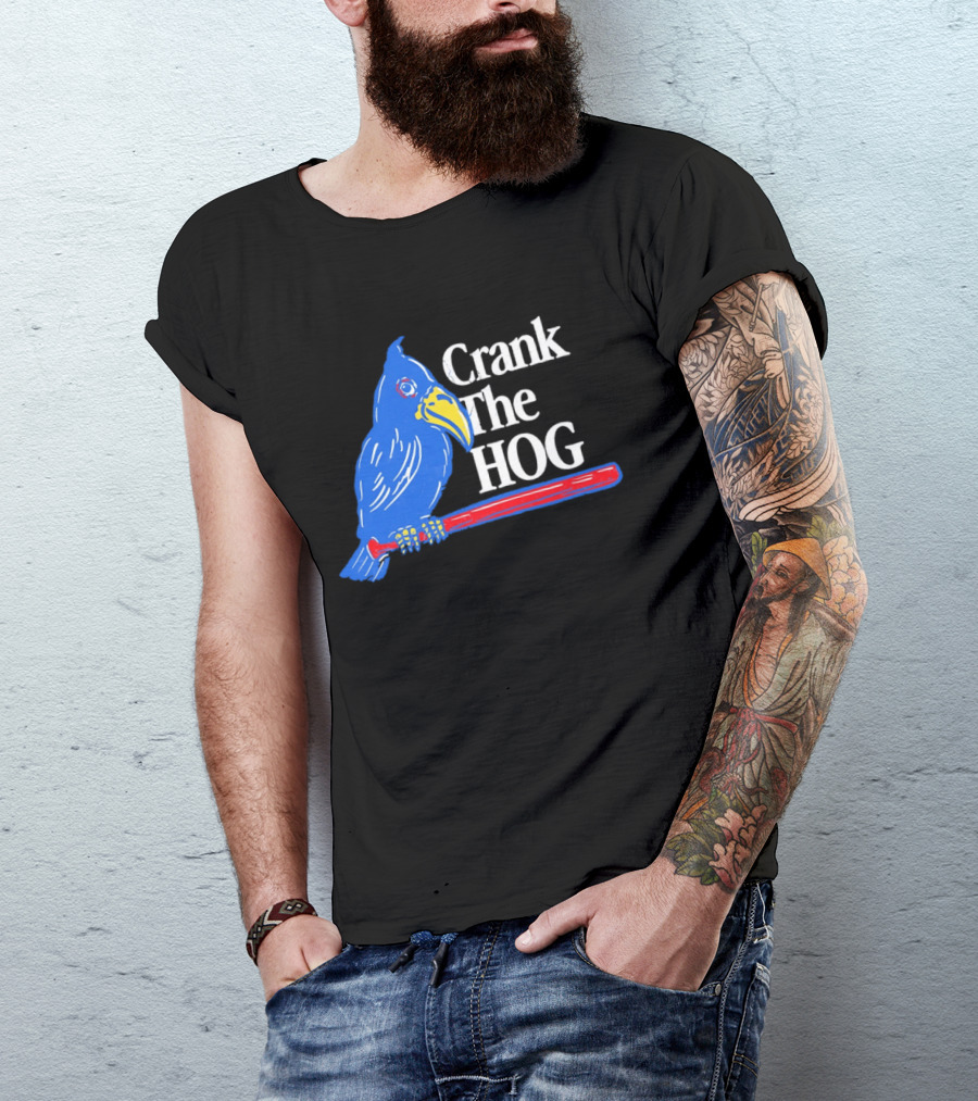 Kansas Jayhawks Crank The Hog Baseball Bird T-Shirt