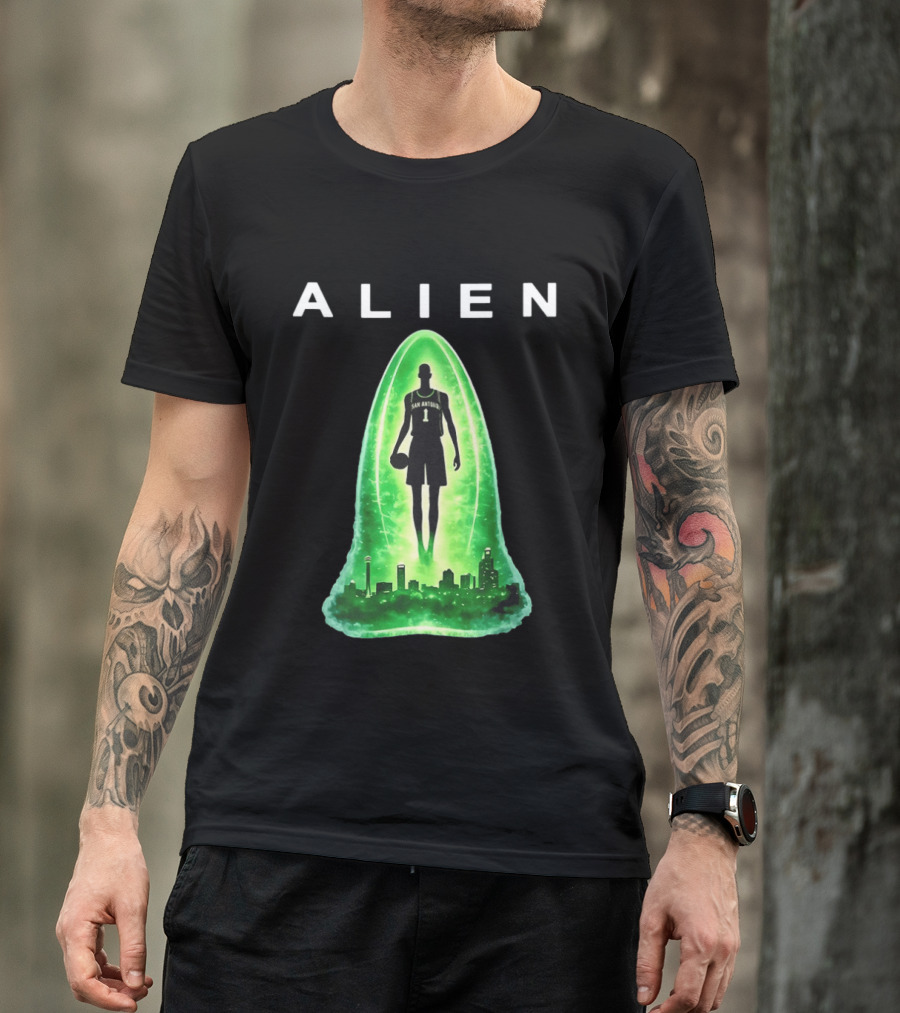 San Antonio Spurs Alien Abduction Victor Wembanyama Basketball Skyline T-Shirt