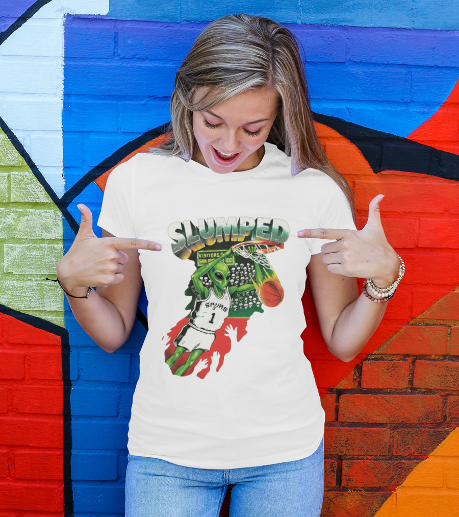 Slumped Alien Basketball Dunk Spurs Number 1 Visitors San Antonio 100 T-Shirt