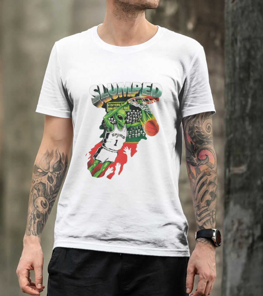 Slumped Alien Basketball Dunk Spurs Number 1 Visitors San Antonio 100 T-Shirt
