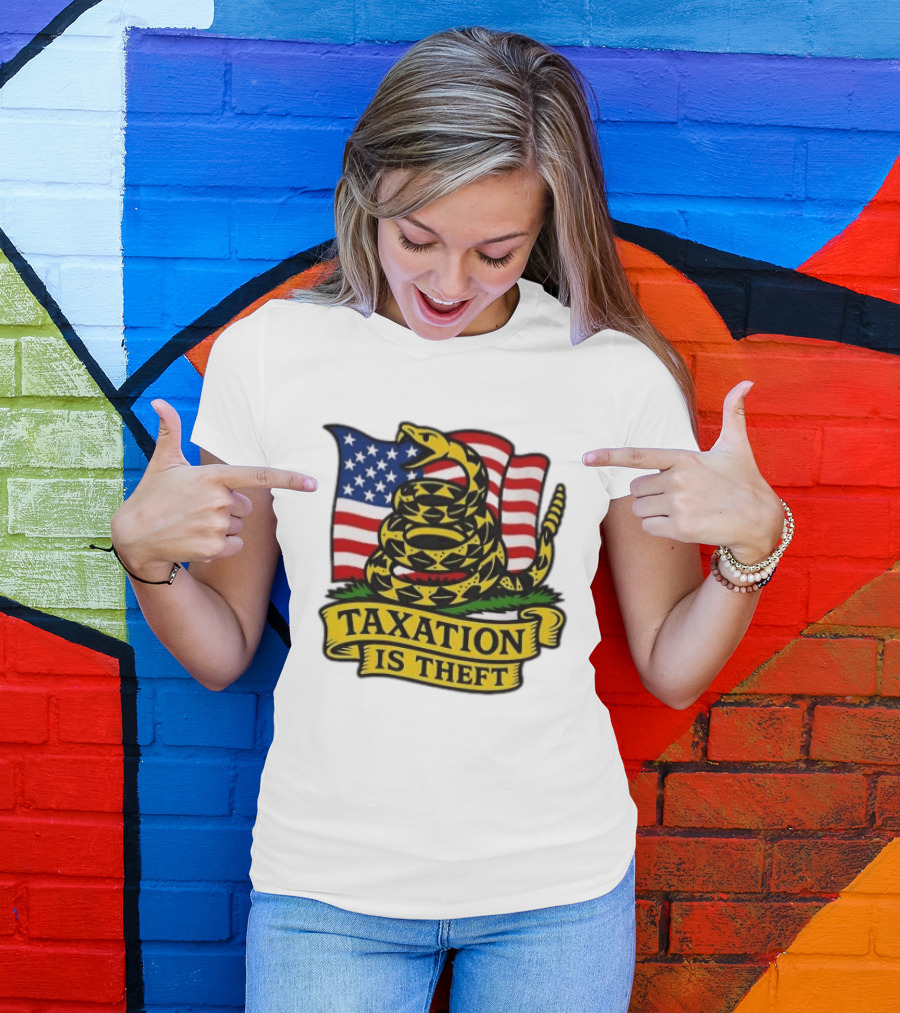 Taxation Is Theft Gadsden Flag American Flag Snake T-Shirt
