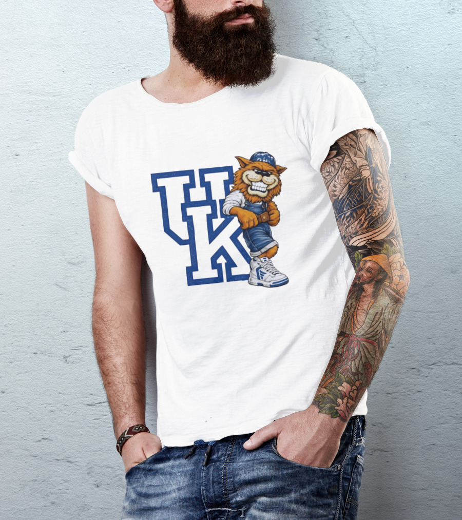 Kentucky Wildcats UK Mascot In Overalls Sneakers Athletics Basketball T-Shirt