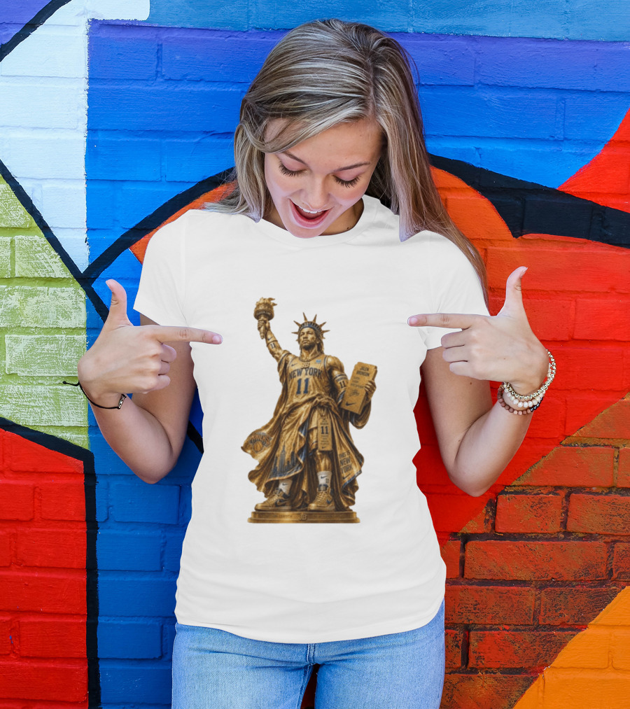 New York Knicks Jalen Brunson Statue Of Liberty Nike 11 Basketball Knicks T-Shirt