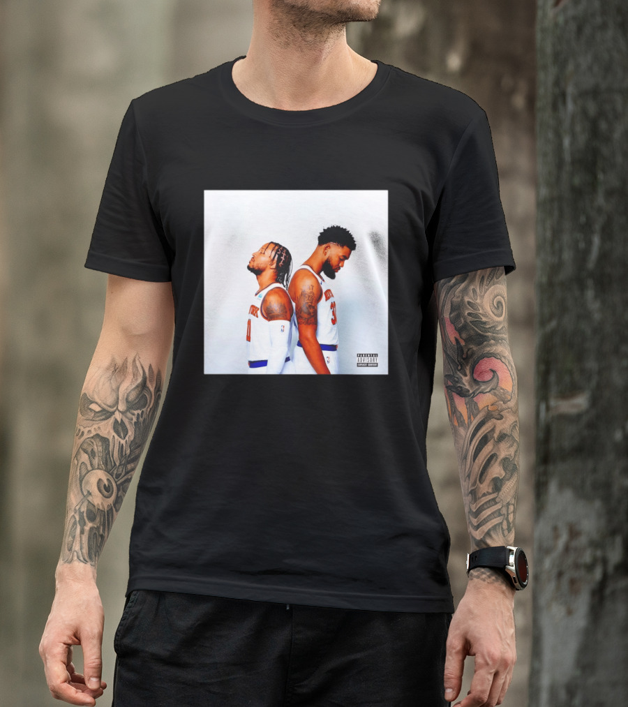 Knicks Basketball Players Brunson Towns Parental Advisory Album Cover T-Shirt