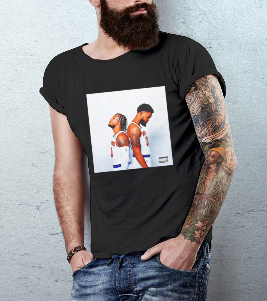 Knicks Basketball Players Brunson Towns Parental Advisory Album Cover T-Shirt