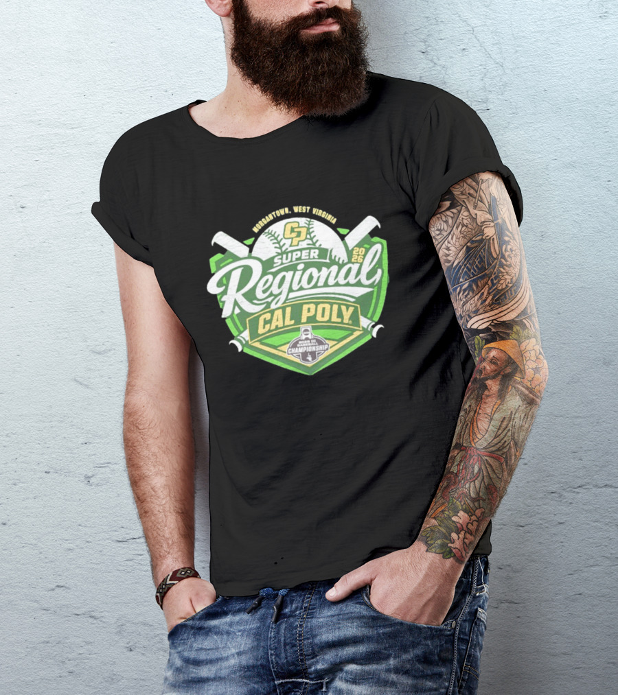 Cal Poly Baseball 2026 Morgantown West Virginia Super Regional NCAA Championship Bound T-Shirt