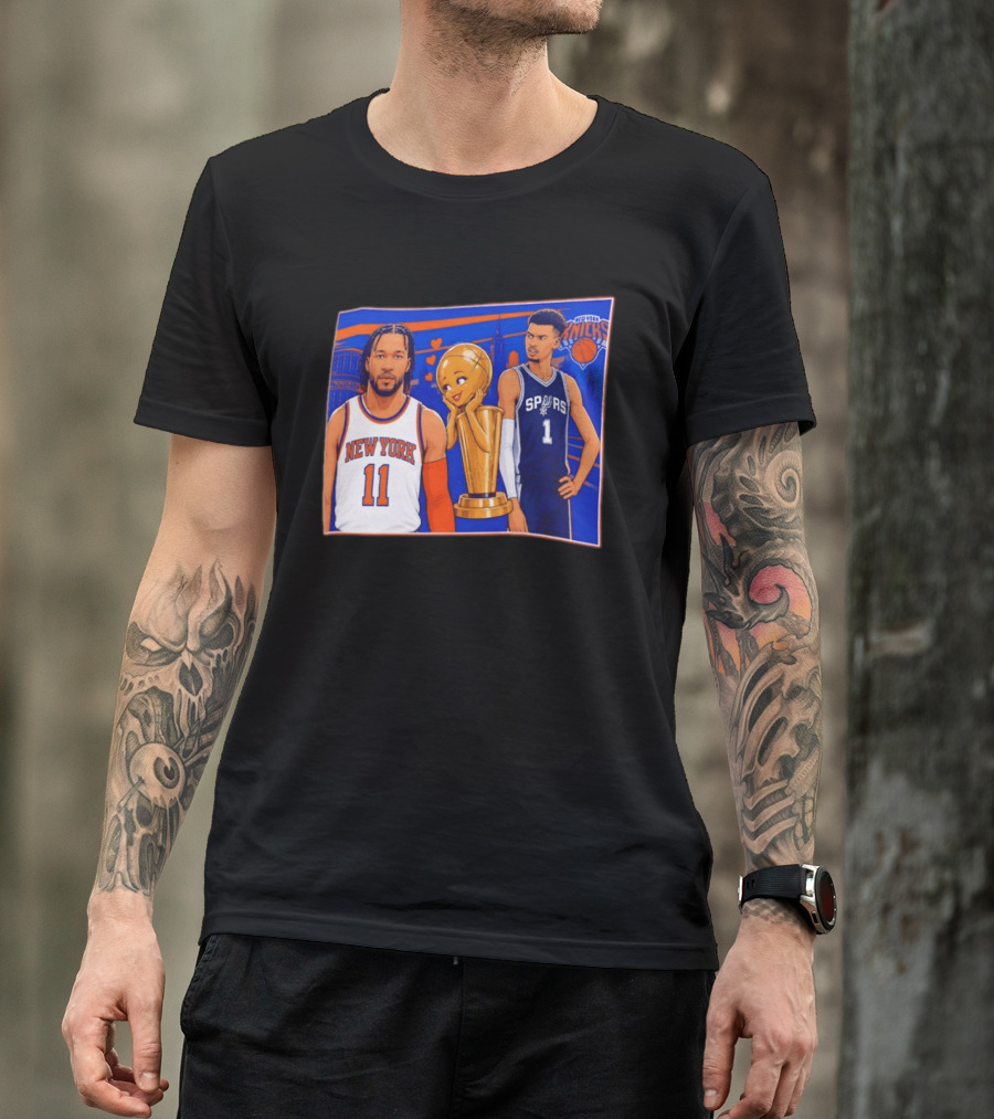 Jalen Brunson New York Knicks Victor Wembanyama San Antonio Spurs Larry O'Brien Trophy T-Shirt