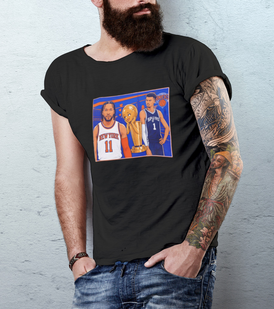 Jalen Brunson New York Knicks Victor Wembanyama San Antonio Spurs Larry O'Brien Trophy T-Shirt