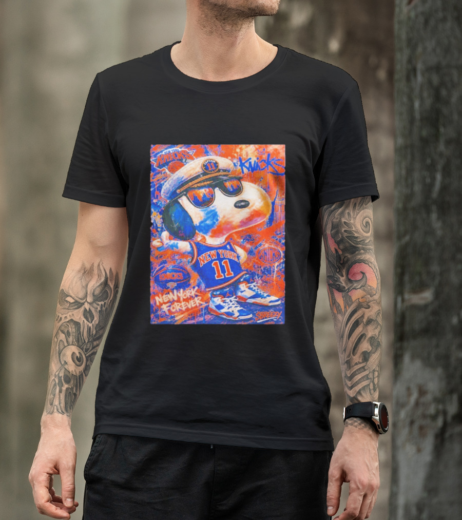 New York Knicks Snoopy Captain 11 New York Forever Streetwear Collection T-Shirt