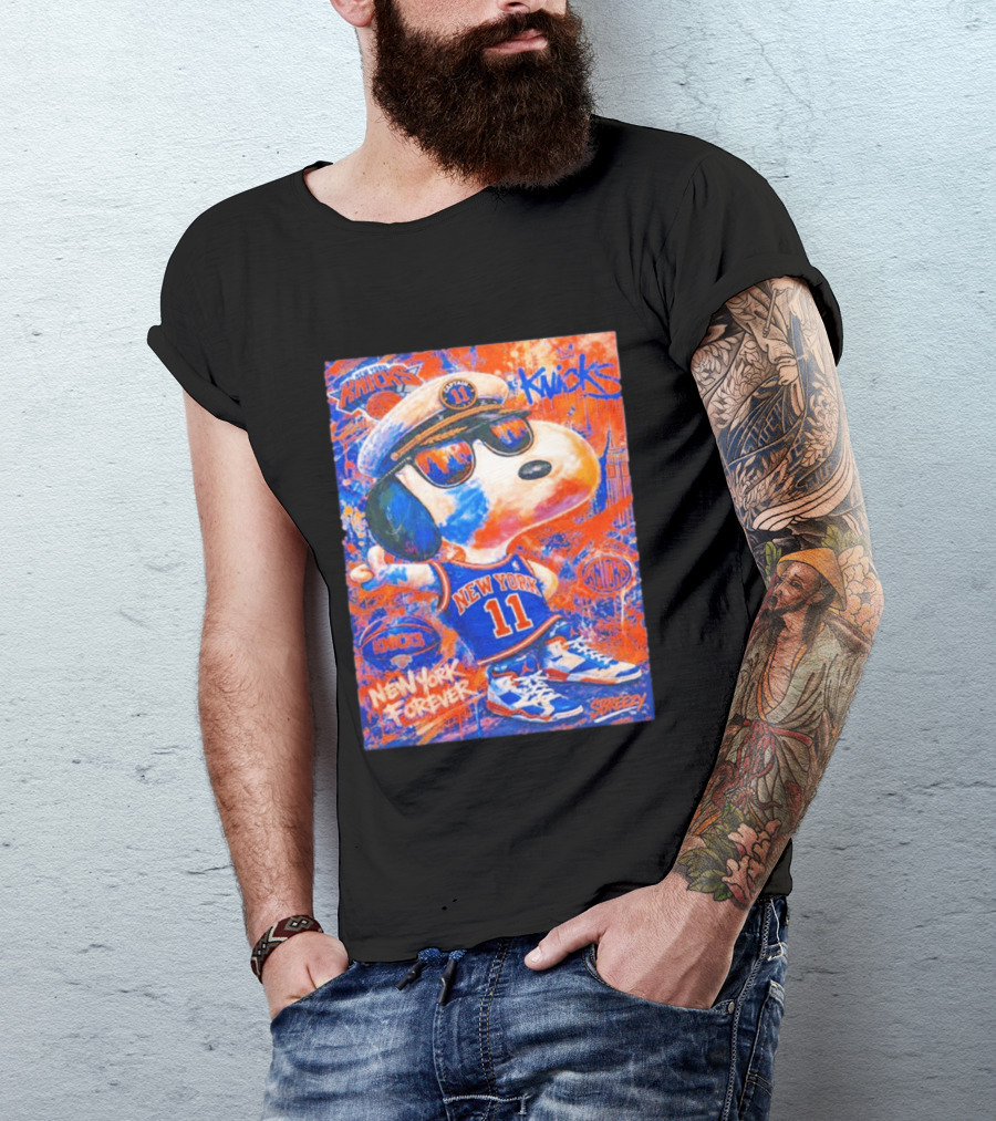 New York Knicks Snoopy Captain 11 New York Forever Streetwear Collection T-Shirt