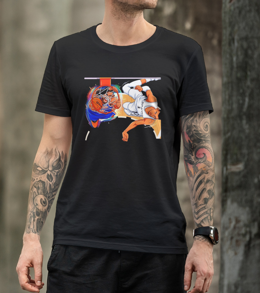 New York Knicks Vs San Antonio Spurs Comic Dunk Battle T-Shirt