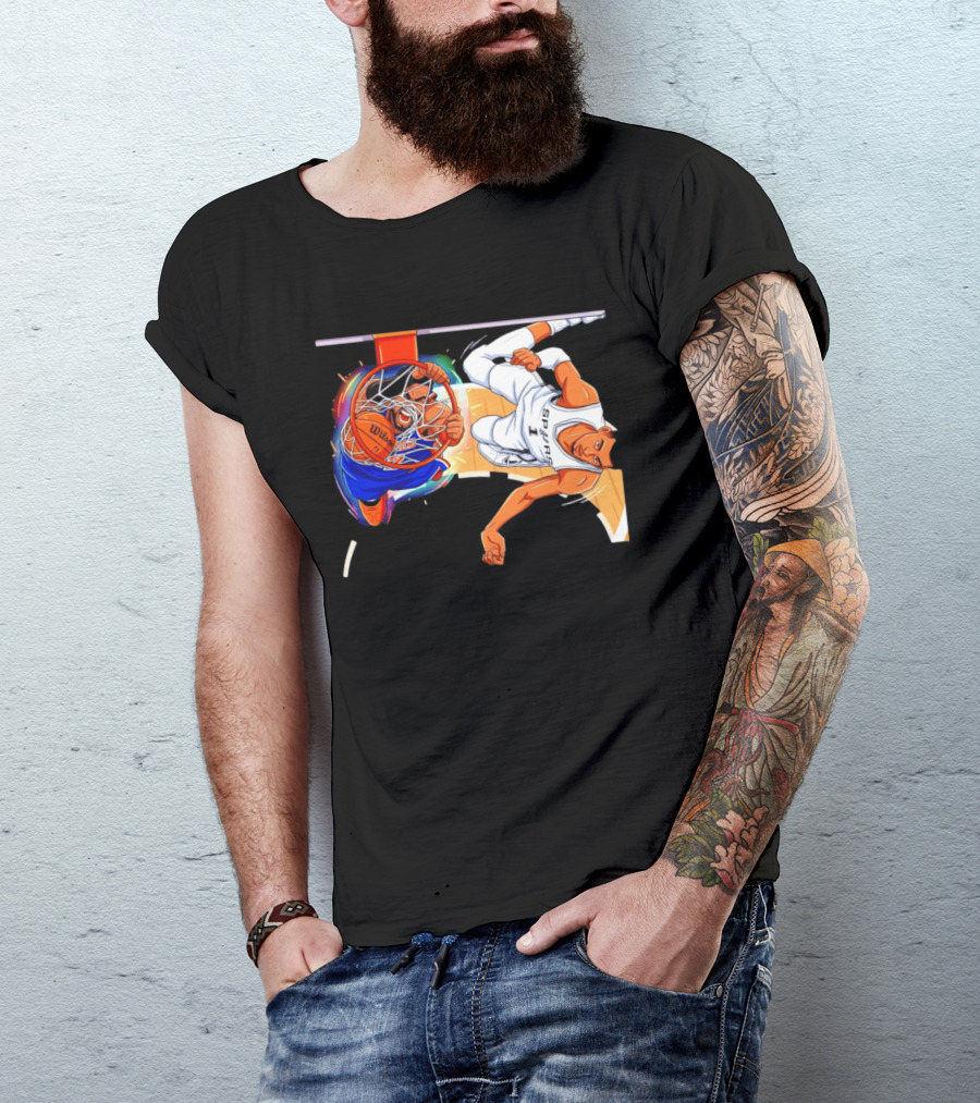 New York Knicks Vs San Antonio Spurs Comic Dunk Battle T-Shirt