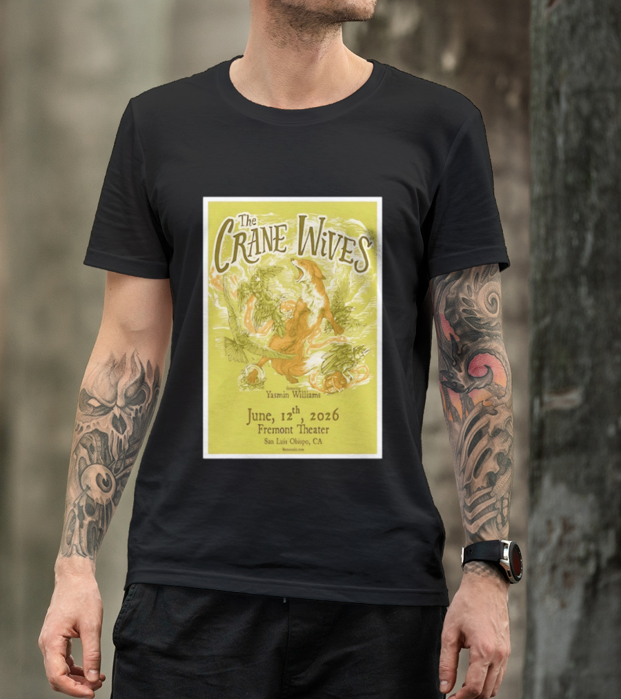 The Crane Wives Yasmin Williams Live June 12 2026 Fremont Theater San Luis Obispo Event T-Shirt