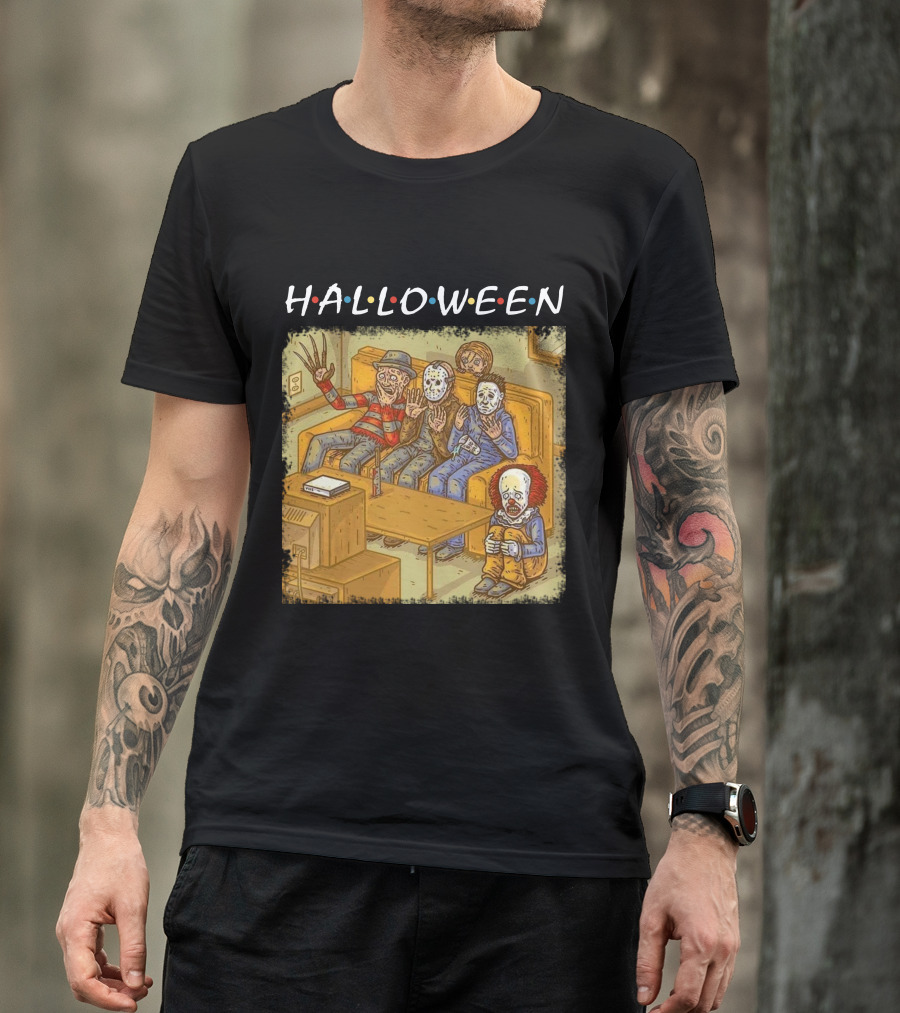 Halloween Horror Icons Relax On Couch T-Shirt