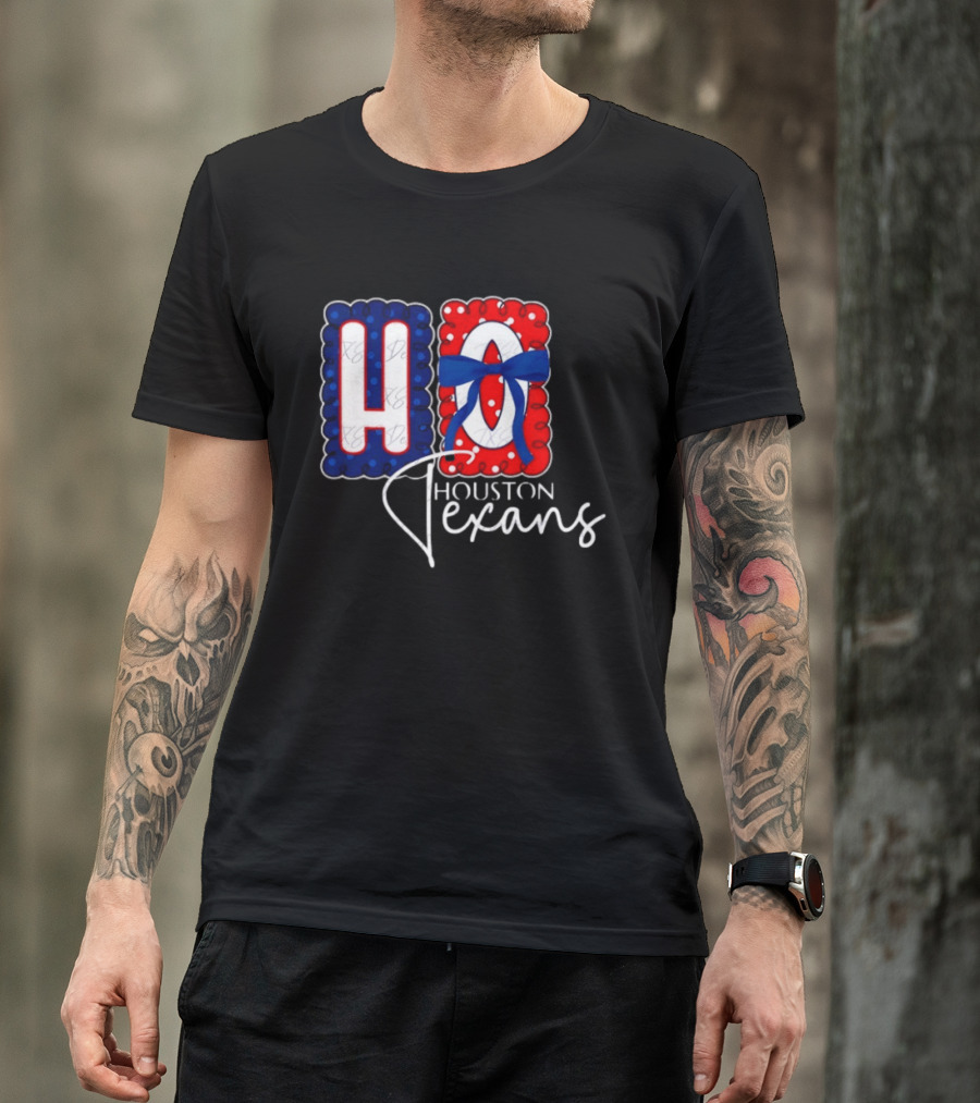 Houston Texans Football HOU Blue Red Bow T-Shirt