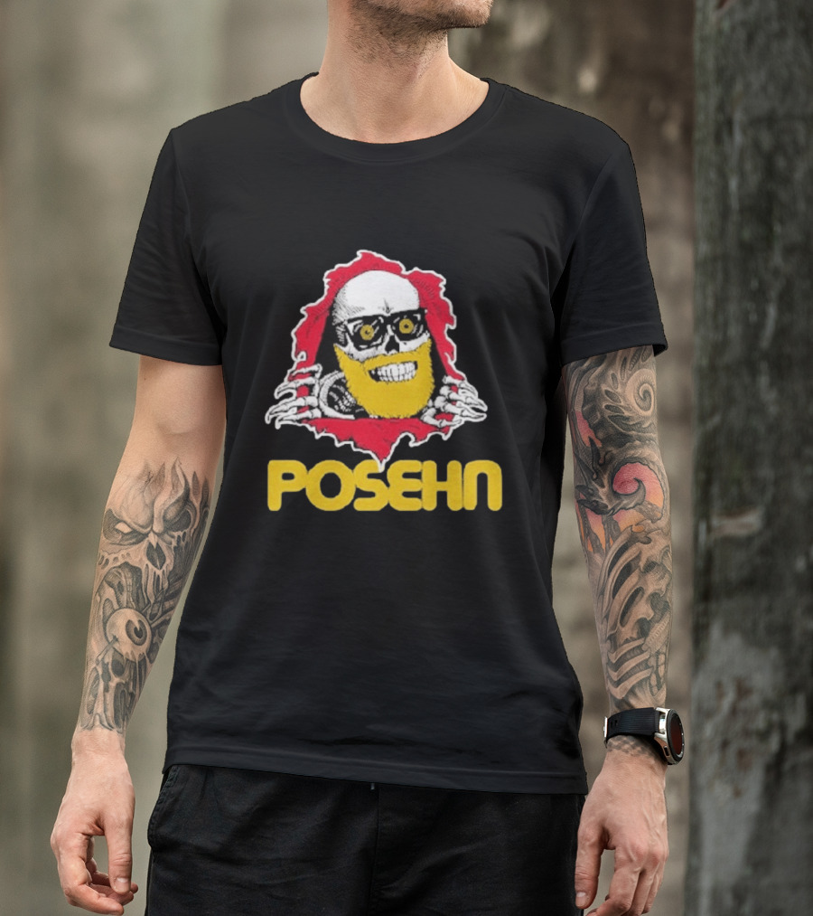 Brian Posehn Bonez Skull Design With Glasses And Yellow Beard T-Shirt