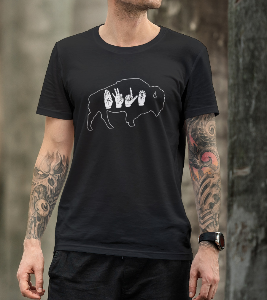 Buffalo Bills ASL Hand Sign Bison T-Shirt