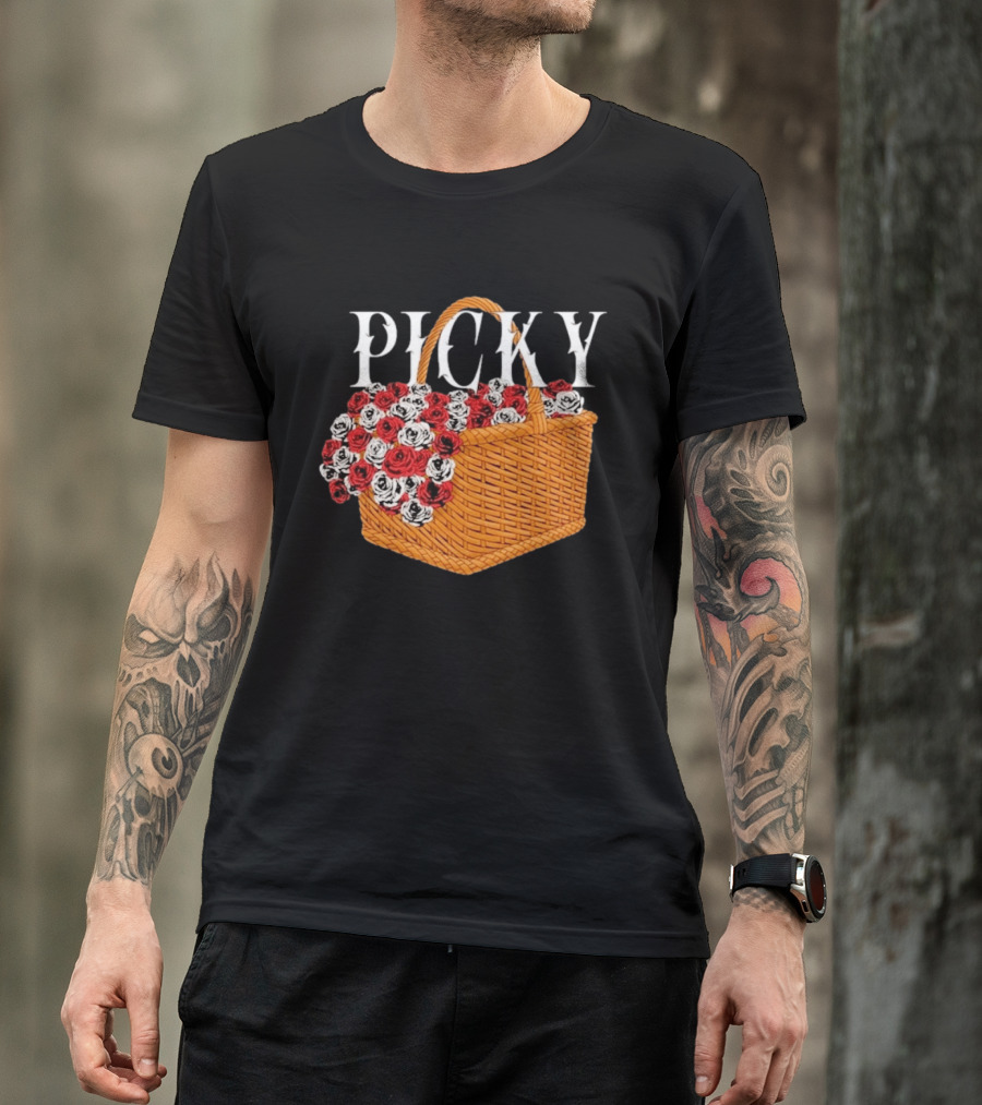 Picky Basket Of Red And White Roses T-Shirt