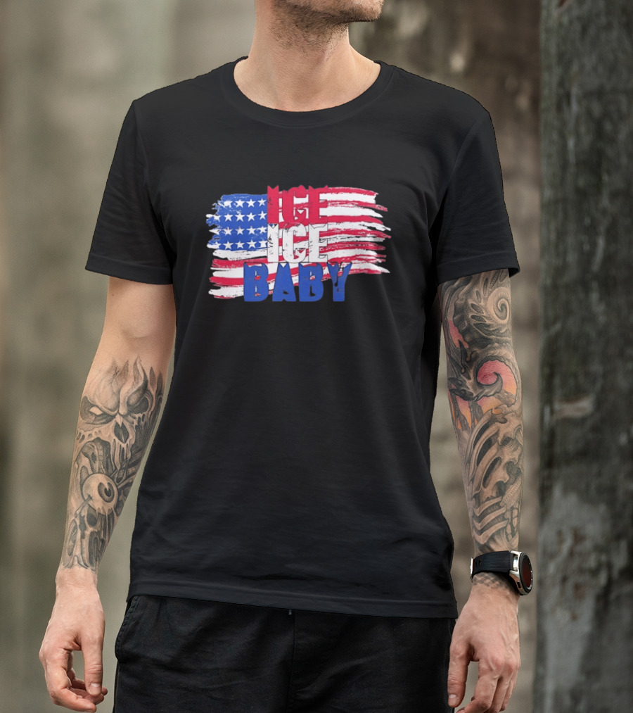 Ice Ice Baby American Flag USA Stars And Stripes T-Shirt