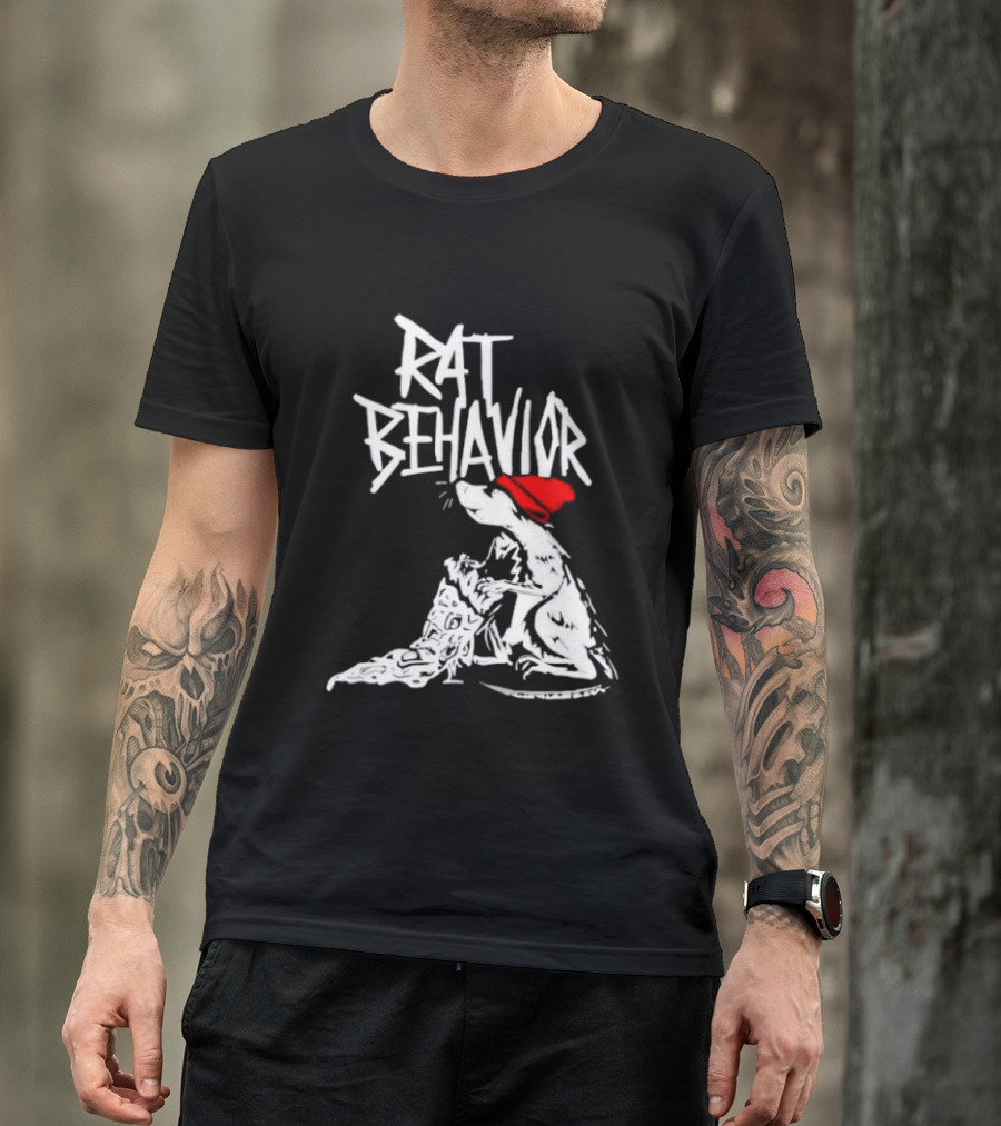 Rat Behavior Graphic With Red Hat And White Rat T-Shirt