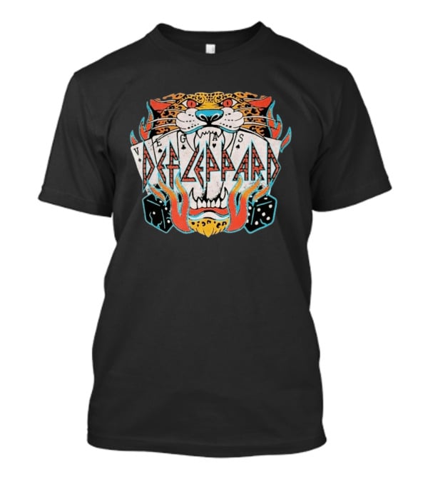Def Leppard Las Vegas Residency Collection 2026 Vegas Cards Tiger Dice Flame T-Shirt