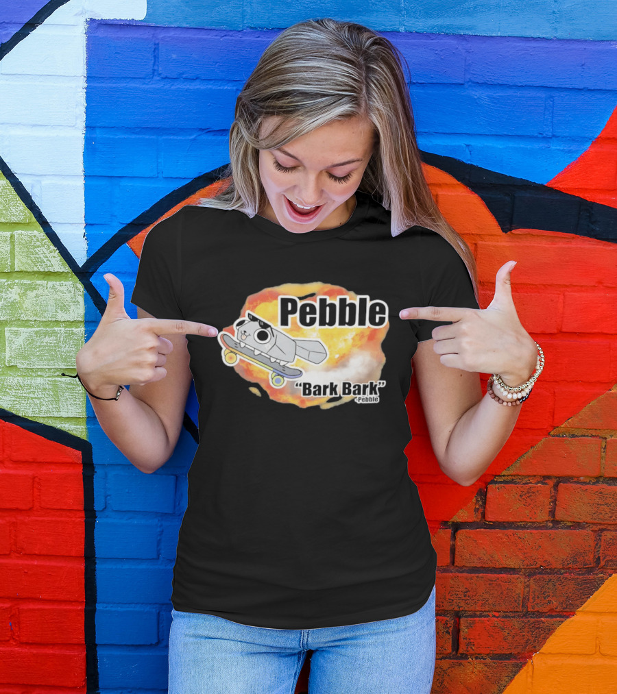 Pebble Bark Bark Skateboarding Cartoon Explosion T-Shirt