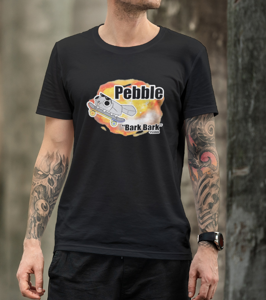 Pebble Bark Bark Skateboarding Cartoon Explosion T-Shirt