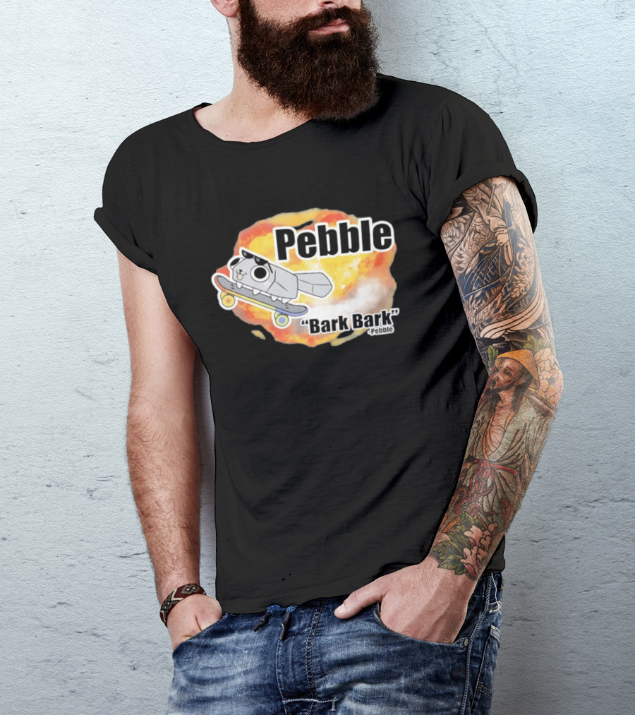 Pebble Bark Bark Skateboarding Cartoon Explosion T-Shirt