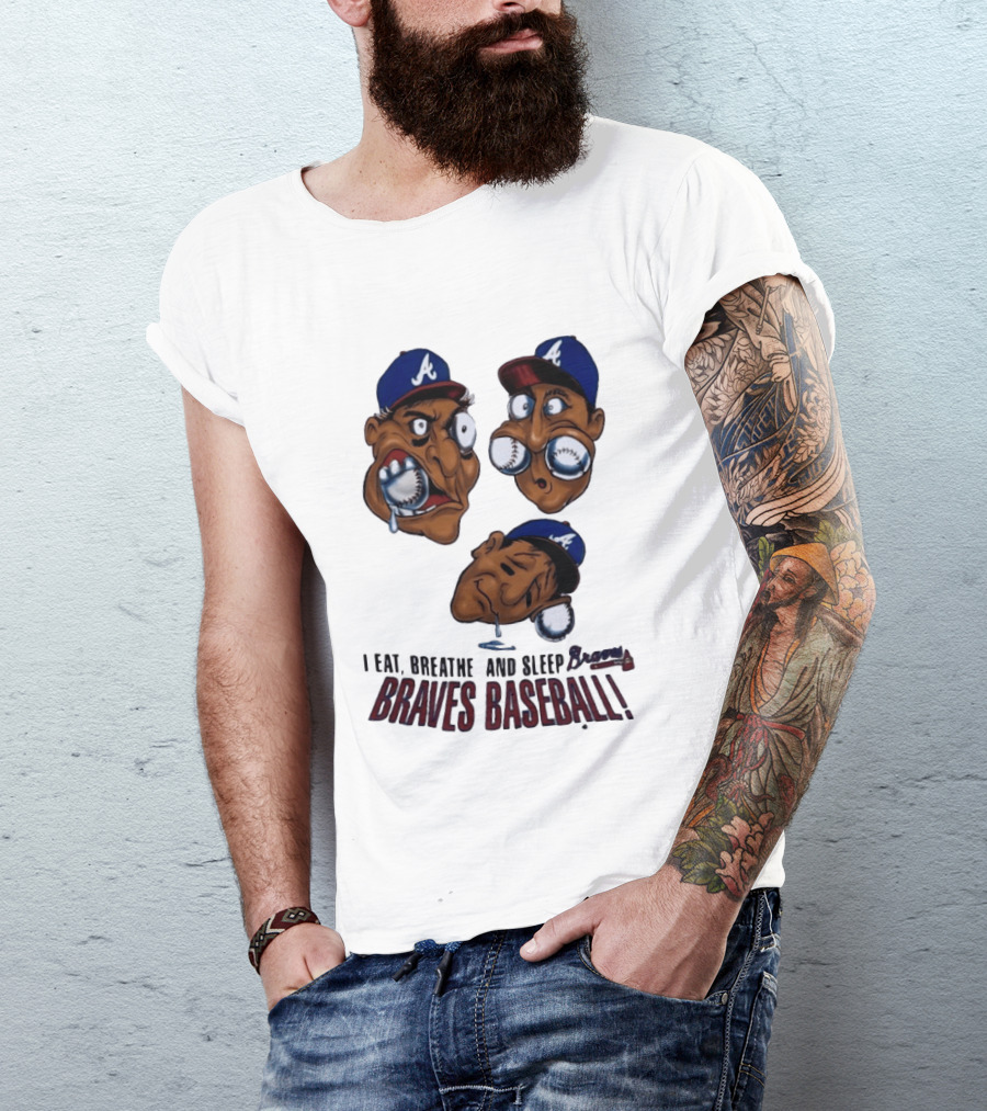 Atlanta Braves Baseball 1995 I Eat Breathe And Sleep Braves MLB Cartoon T-Shirt