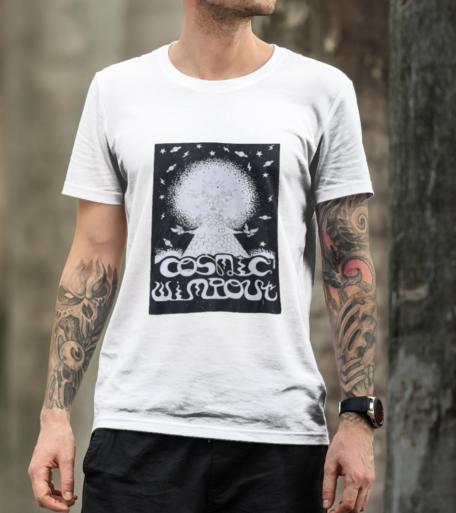 Cosmic Wimpout Psychedelic Pyramid Dice Explosion With UFOs And Stars T-Shirt