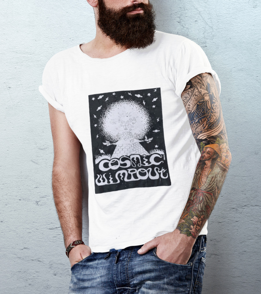 Cosmic Wimpout Psychedelic Pyramid Dice Explosion With UFOs And Stars T-Shirt