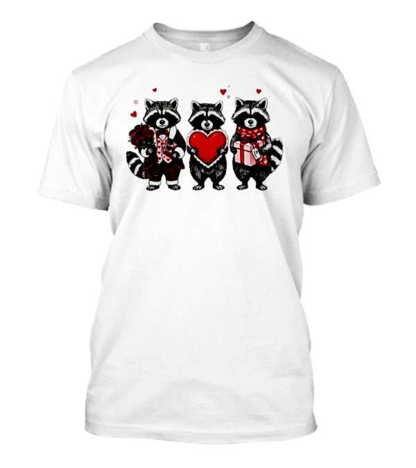 Valentine's Raccoons Love Heart Roses T-Shirt Valentine's Raccoons Love Heart Roses T-Shirt
