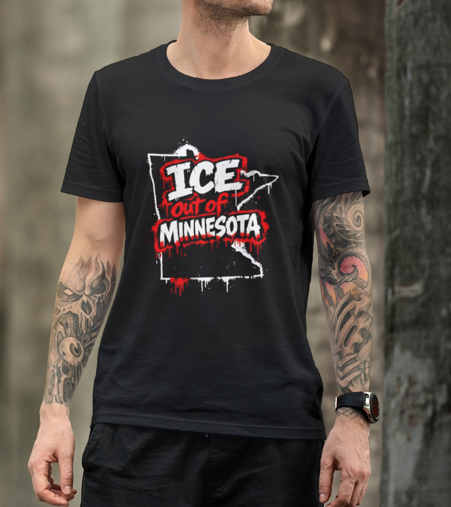 ICE Out Of Minnesota Bloody Map T-Shirt