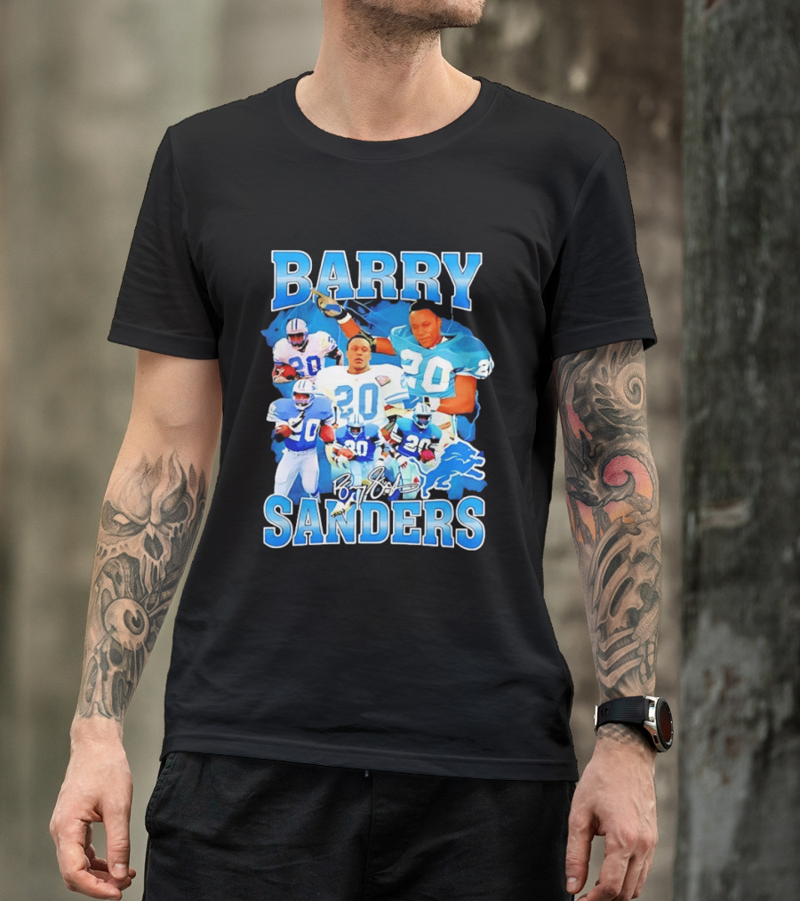 Barry Sanders 20 Detroit Lions Legend NFL Running Back Football T-Shirt