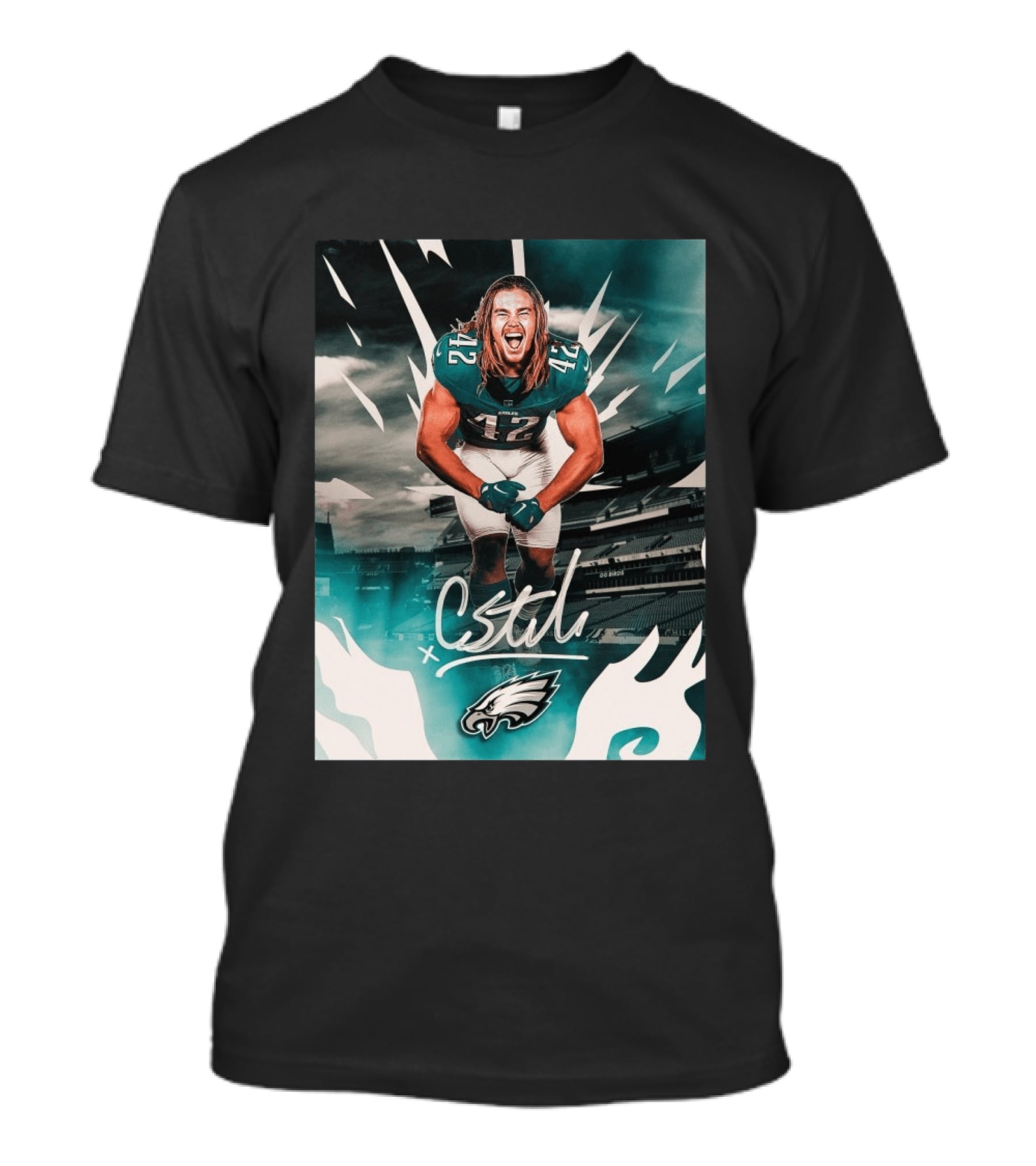 Philadelphia Eagles Carson Steele CStel X 42 Football Stadium Energy T-Shirt