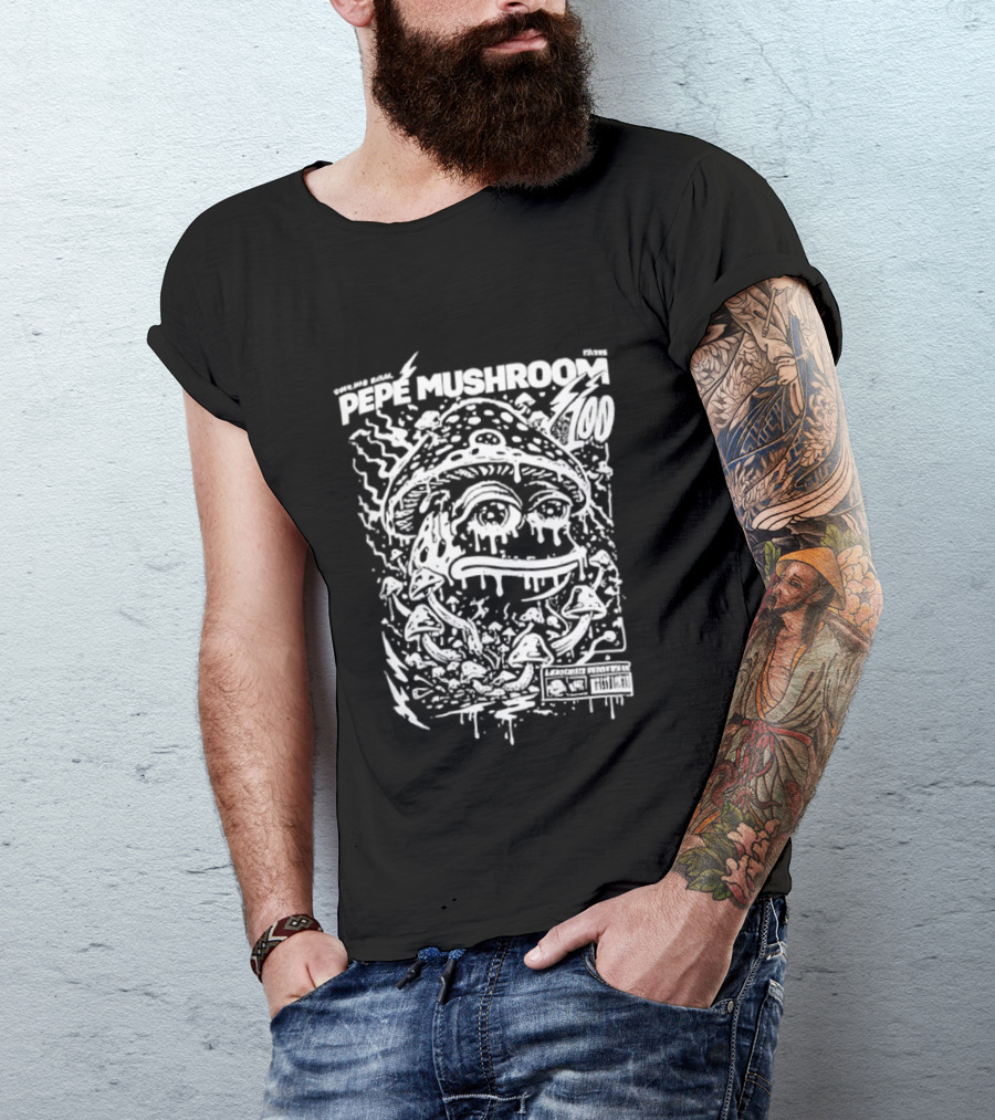 Pepe Mushroom Trippy Frog Motif T-Shirt