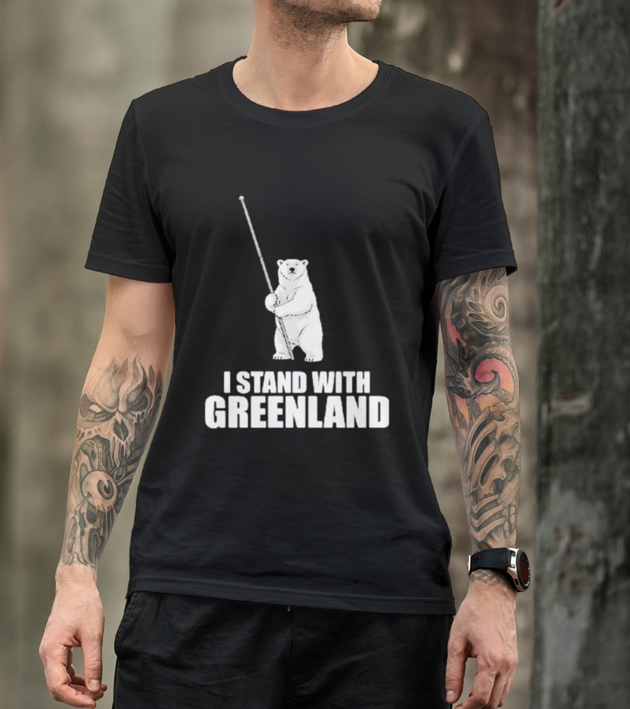 I Stand With Greenland Polar Bear Holding Staff T-Shirt