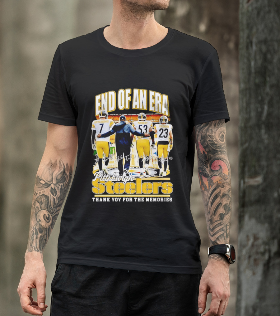 Pittsburgh Steelers End Of An Era Thank You For The Memories Ben Roethlisberger Maurkice Pouncey Joe Haden T-Shirt