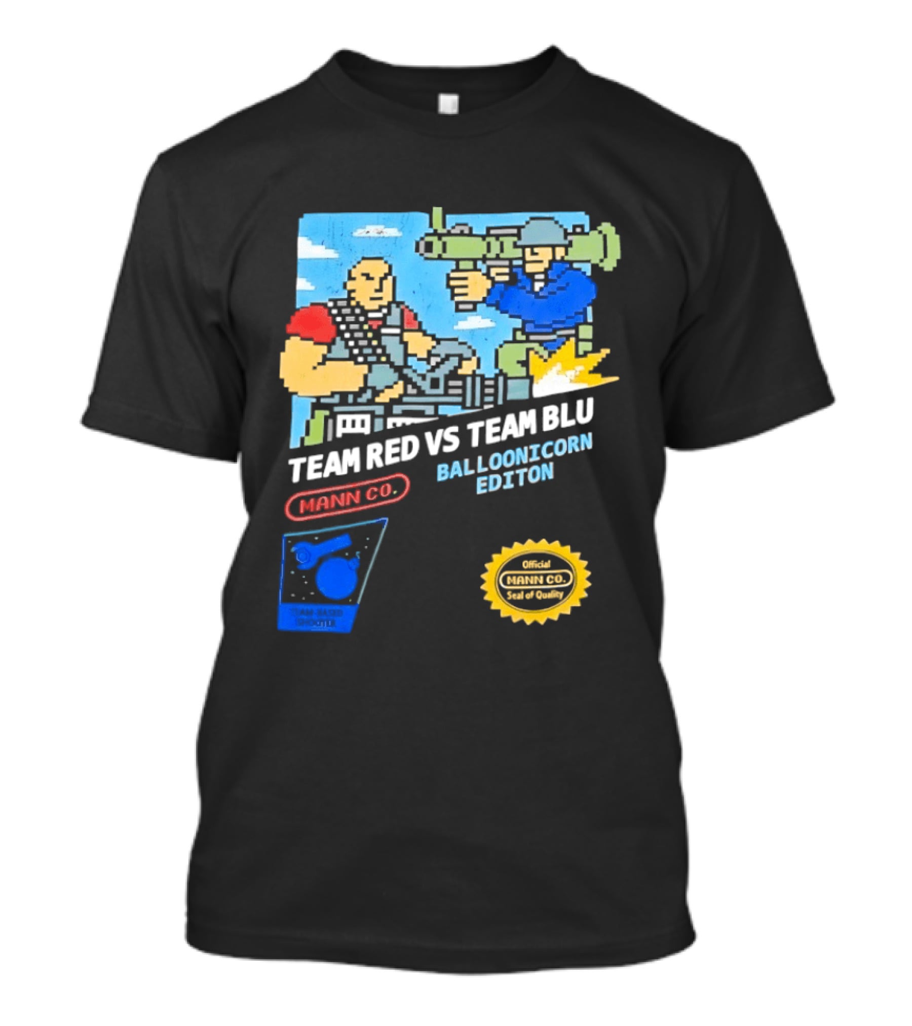 Team Red Vs Team Blu Balloonicorn Edition Mann Co. T-Shirt