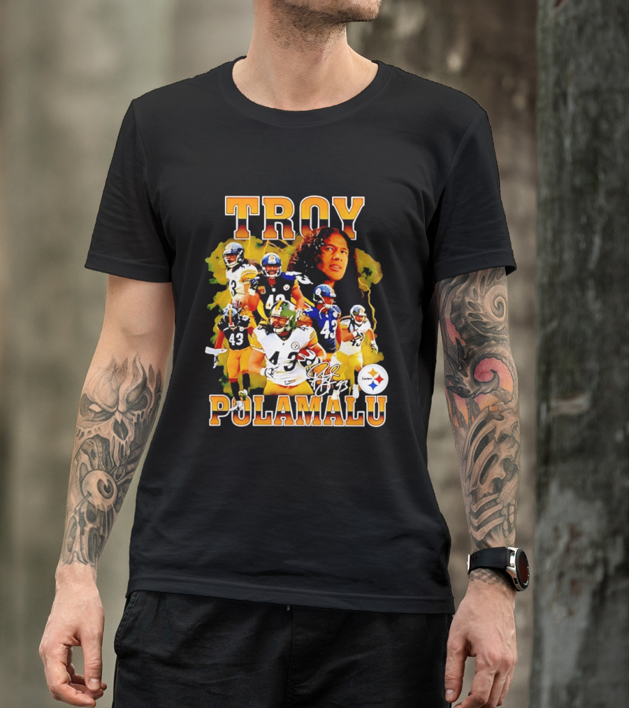 Troy Polamalu 43 Pittsburgh Steelers Collage 2026 T-Shirt