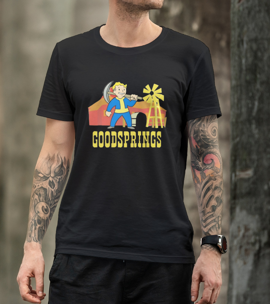 Vault Boy Goodsprings Fallout Windmill Pickaxe T-Shirt