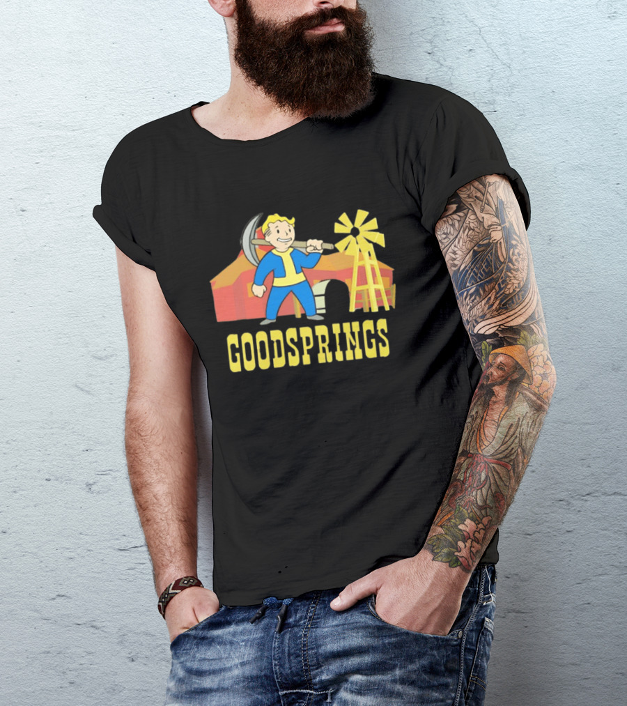 Vault Boy Goodsprings Fallout Windmill Pickaxe T-Shirt