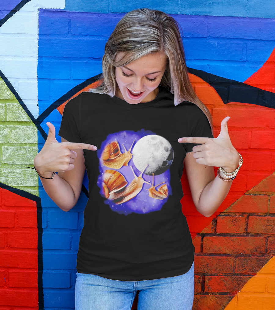 Yearning Snails Moon Cosmic Dreamscape Snail Galaxy T-Shirt