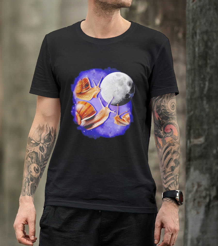 Yearning Snails Moon Cosmic Dreamscape Snail Galaxy T-Shirt
