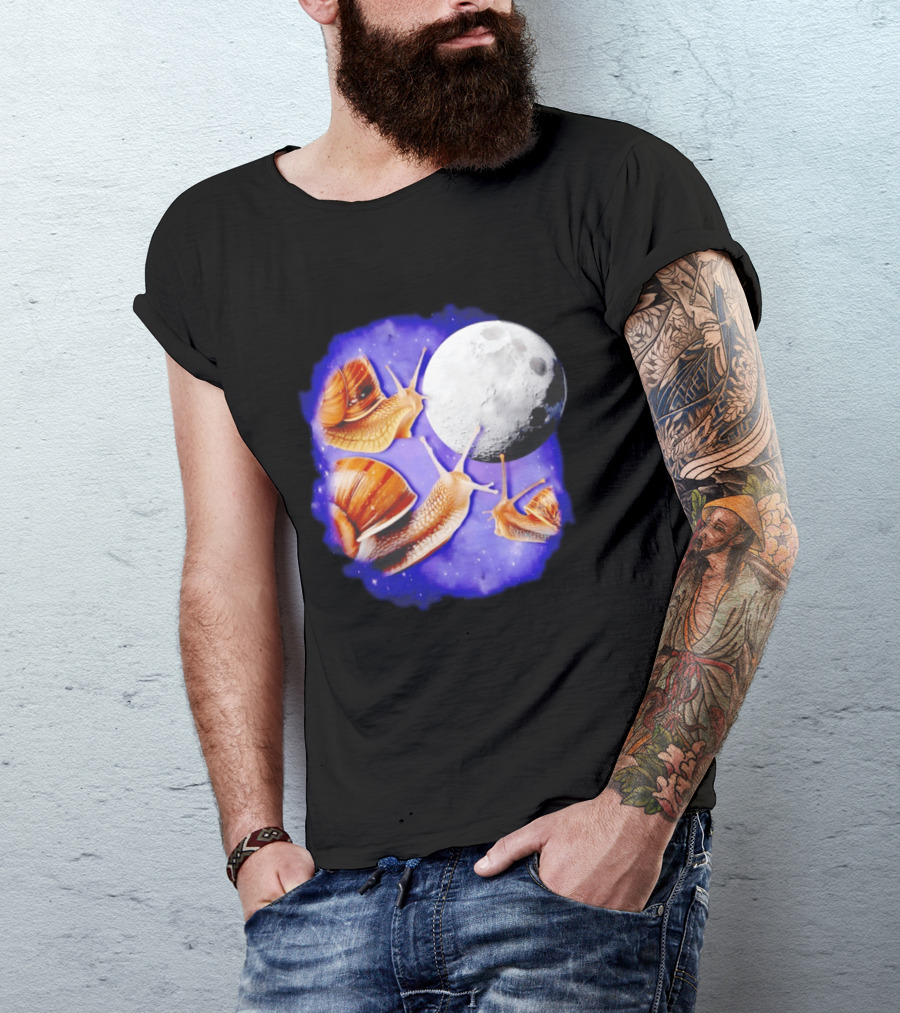 Yearning Snails Moon Cosmic Dreamscape Snail Galaxy T-Shirt