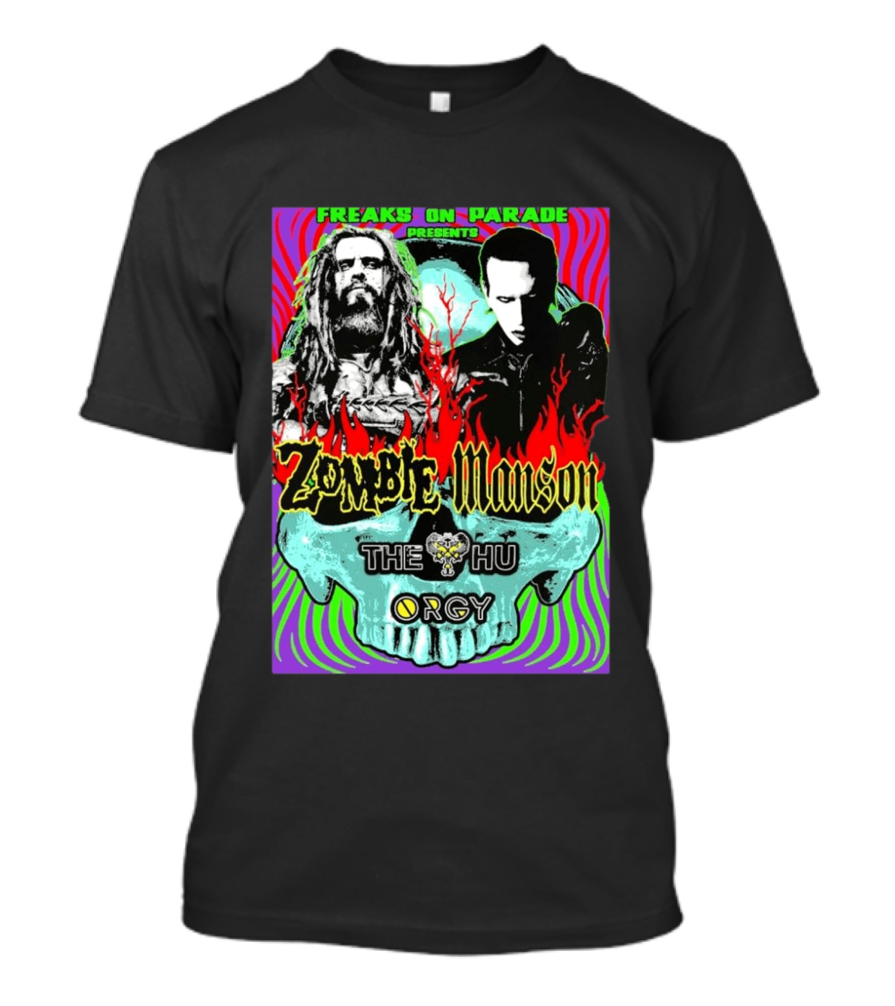 Freaks On Parade Presents Zombie X Manson The Hu Orgy 2026 T-Shirt
