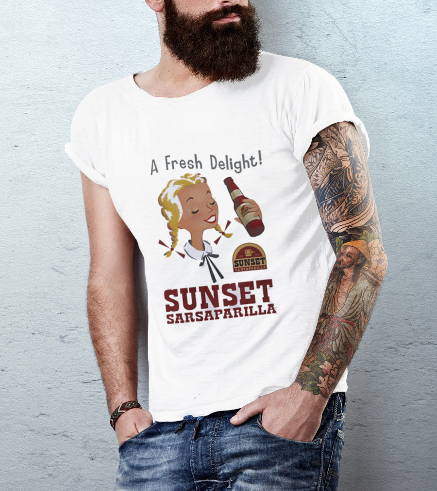 A Fresh Delight Sunset Sarsaparilla Bottle Vintage Fallout T-Shirt