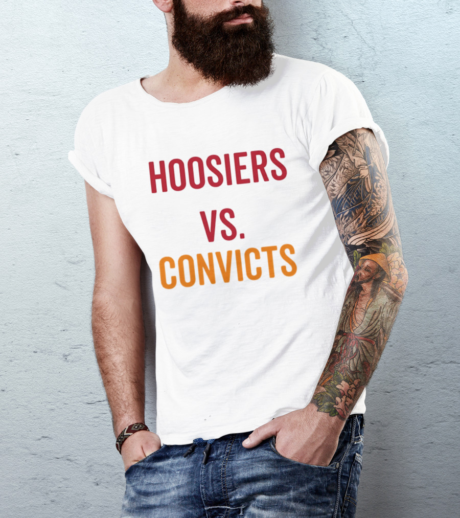 Indiana Hoosiers Vs Miami Hurricanes Hoosiers Vs Convicts Football 2026 T-Shirt