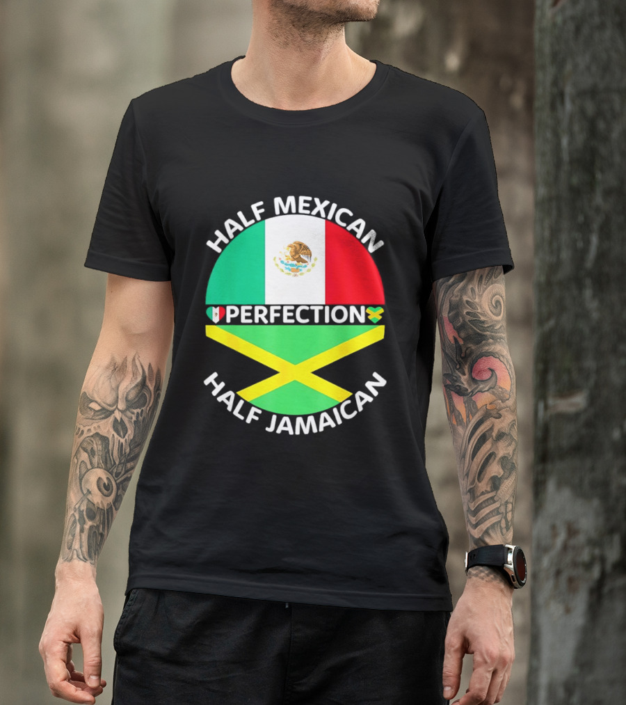 Half Mexican Perfection Half Jamaican Flag Fusion T-Shirt